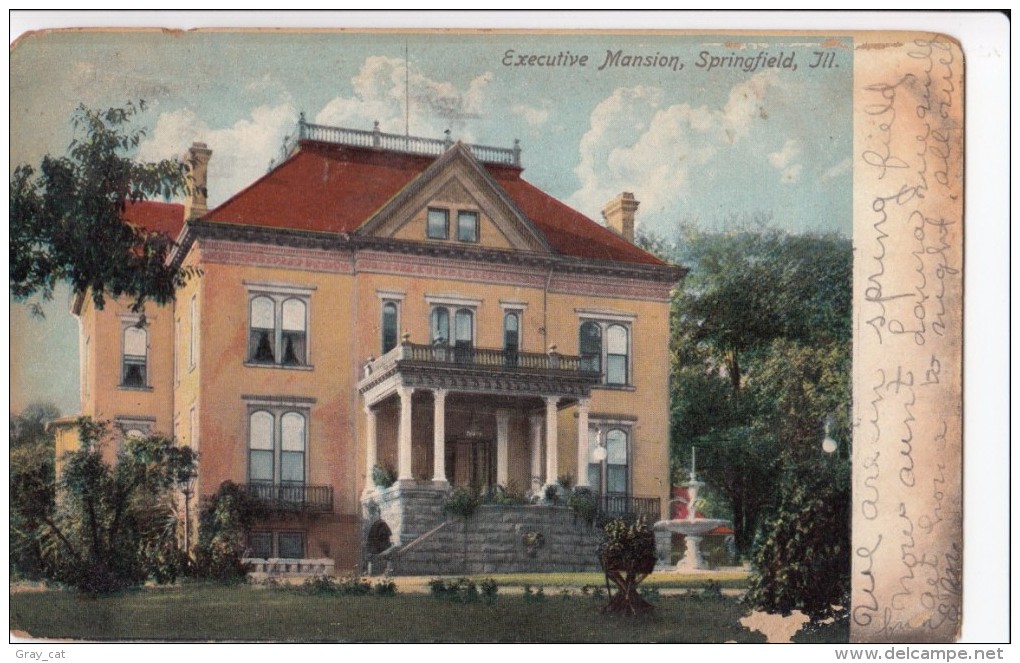 Executive Mansion, Springfield, Ill, 1908 Used Postcard [16789] - Springfield – Illinois