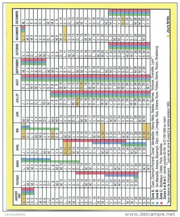 Calendrier De Poche/Journal / Le POINT//Paris/1993      CAL274 - Kleinformat : 1991-00