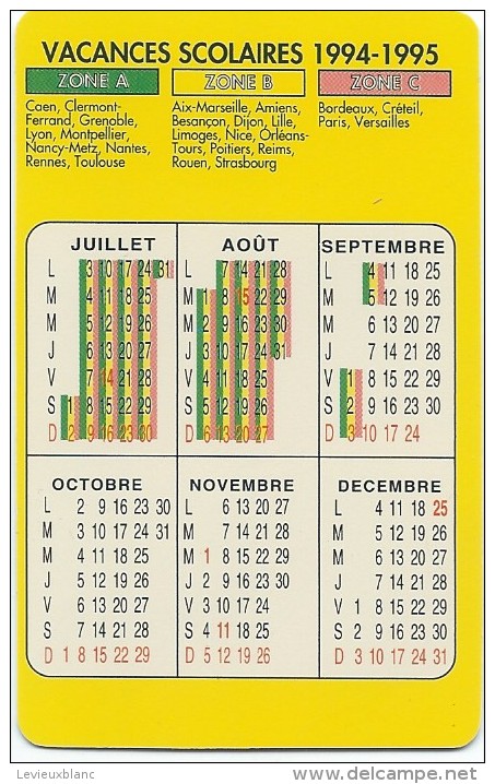 Calendrier De Poche/Supermarché/STOC/Style Carte De Crédit/1995      CAL278 - Small : 1991-00