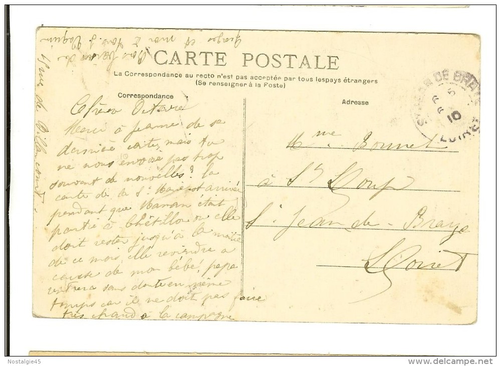 2485 F.F.  Paris,  La Rue De Billancourt XVI Arrt - Timbre Recto 1910 - 2scans - Autres & Non Classés