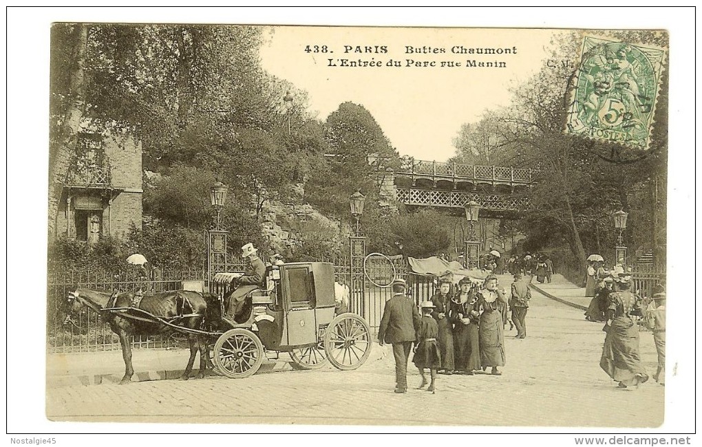 438 C.Marmuse.  Paris,  Buttes Chaumont, L'entrée Du Parc Rue Manin - Timbre Recto- 2scans - Autres & Non Classés