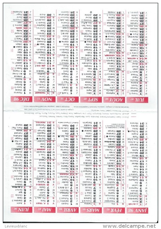 Calendrier De Poche/La Poste//1998      CAL287 - Petit Format : 1991-00