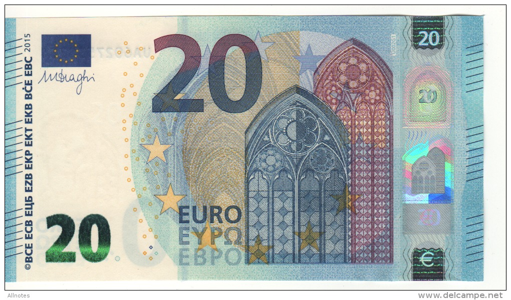 20 EURO  NEW     Firma DRAGHI    U 002 G1     Serie  UA 6027538764  /  FDS - UNC - 20 Euro