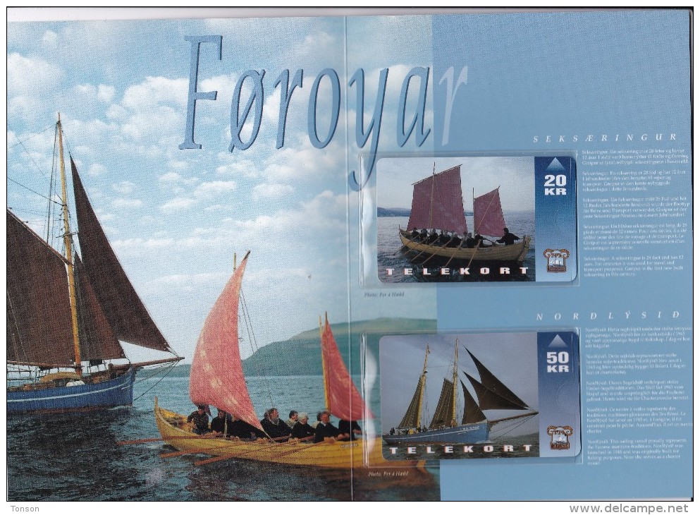 Faroe Islands, FAR-FO-03, OD-011 And 012, 2 Mint Cards In Folder, Faroese Fishing Boats, 2 Scans. - Faeroër