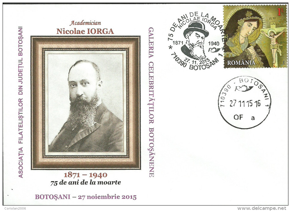 Romania / Special Cover With Special Cancellation / Acad. Nicolae IORGA - Andere & Zonder Classificatie