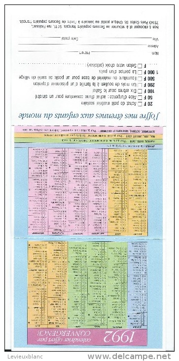 Calendrier De Poche/Secours Populaire Français/Convergence/1992      CAL290 - Petit Format : 1991-00