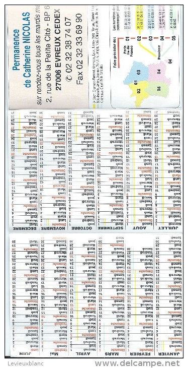 Calendrier De Poche/Catherine NICOLAS/Conseiller Général De L'Eure/1998      CAL302 - Tamaño Pequeño : 1991-00