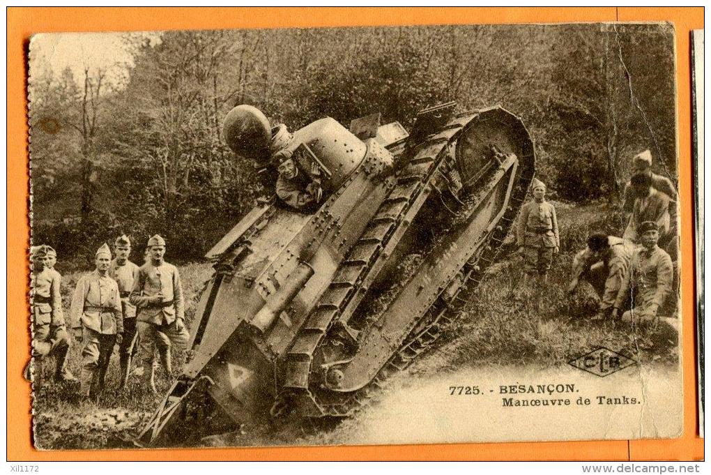 MBS-23  Besançon, Manoeuvre De Tanks, ANIME. Cachet De 1923. Non Circulé - Equipment