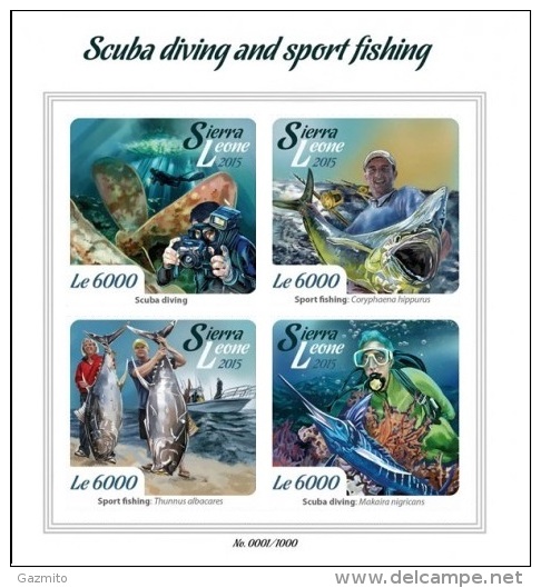 Sierra Leone 2015, Diving, Fishes, 4val In BF IMPERFORATED - Buceo