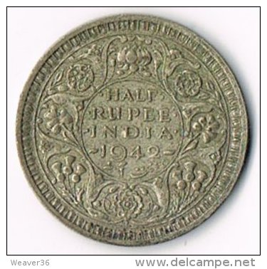 India 1942 ½ Rupee (small Second Head) - India