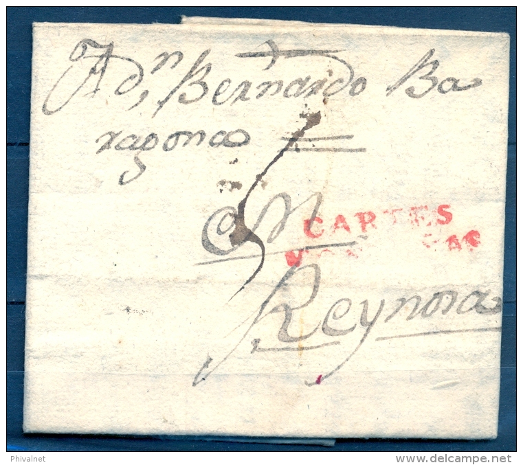 1816 , CANTABRIA , D.P. 9 , CARTA CIRCULADA ENTRE CARTES Y REINOSA  , MARCA TIZÓN Nº 1 , " CARTES / MONTAÑAS " - ...-1850 Prephilately