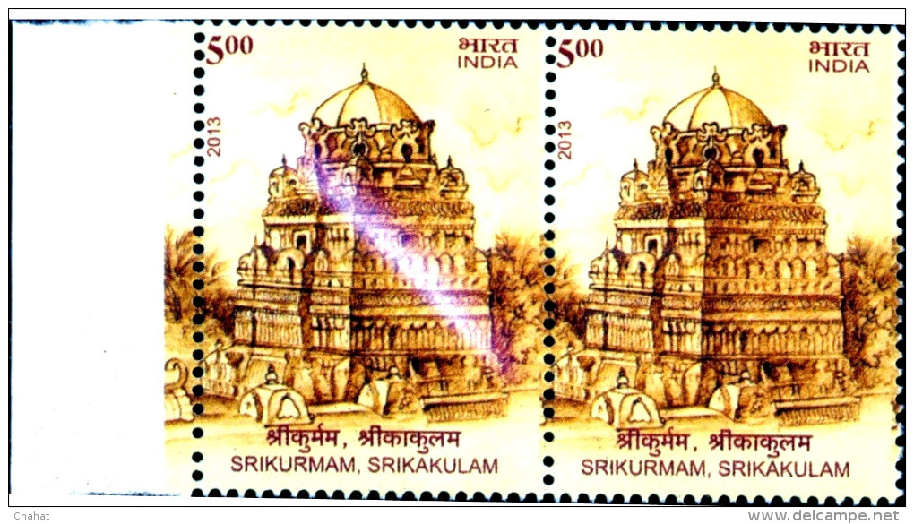 INDIA-2013-TEMPLES-PAIR-SRI KAKULAM TEMPLE-MNH-B9-315 - Unused Stamps