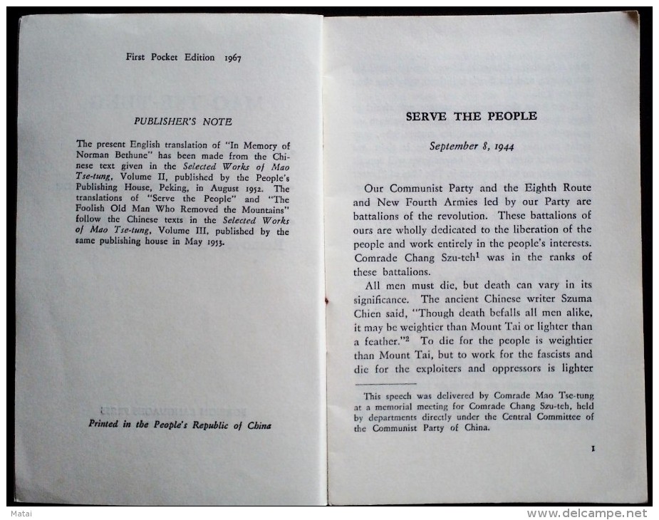 CHINA CHINE CINA DURING THE CULTURAL REVOLUTION, MAO ZEDONG'S FAMOUS THREE ARTICLES - Livres Anciens