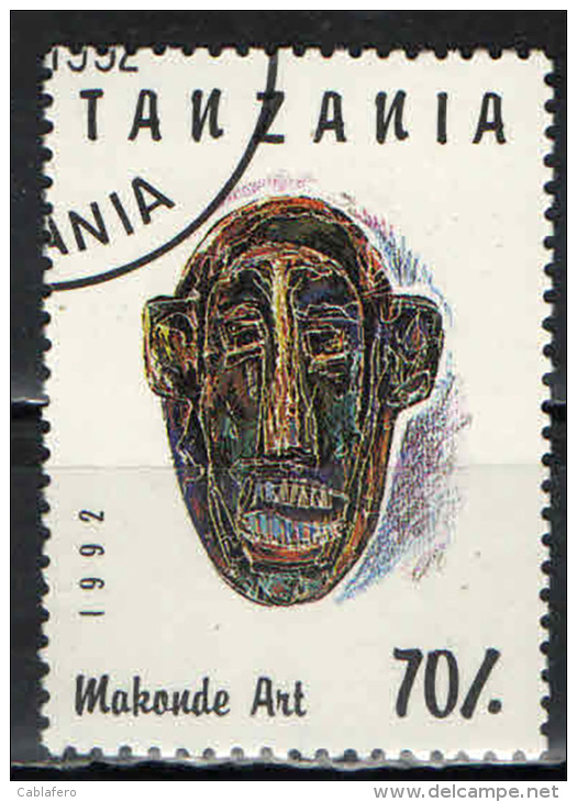 TANZANIA - 1992 - MAKONDE ART - VOLTO SCOLPITO - USATO - Tanzanie (1964-...)