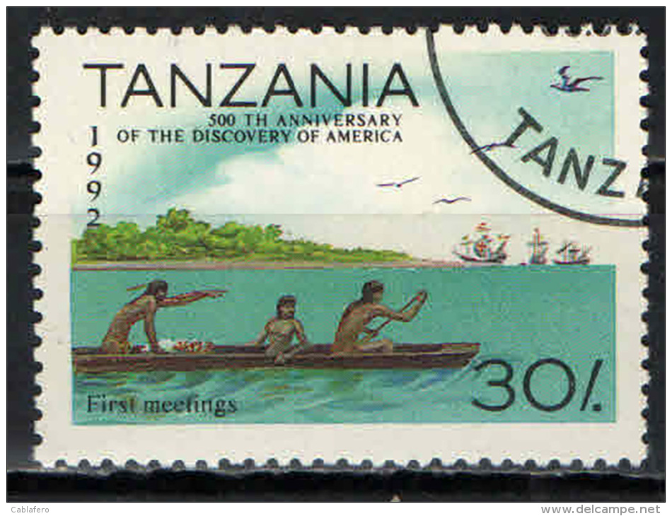 TANZANIA - 1992 - 500° ANNIVERSARIO DELLA SCOPERTA DELL'AMERICA - USATO - Tanzania (1964-...)