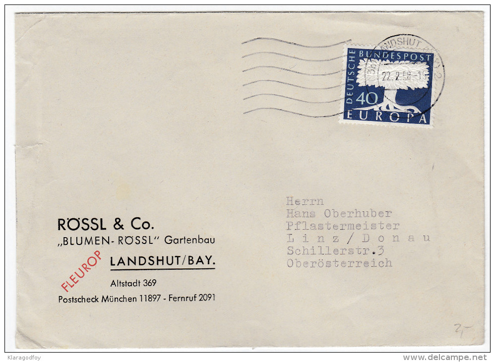 Germany Europa CEPT Stamp On Letter Cover Travelled 1958 To Linz Bb160311 - 1958