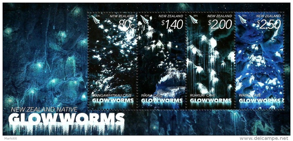 New Zealand - 2016 - Native Glowworms - Mint Souvenir Sheet (glowing In The Dark) - Ungebraucht