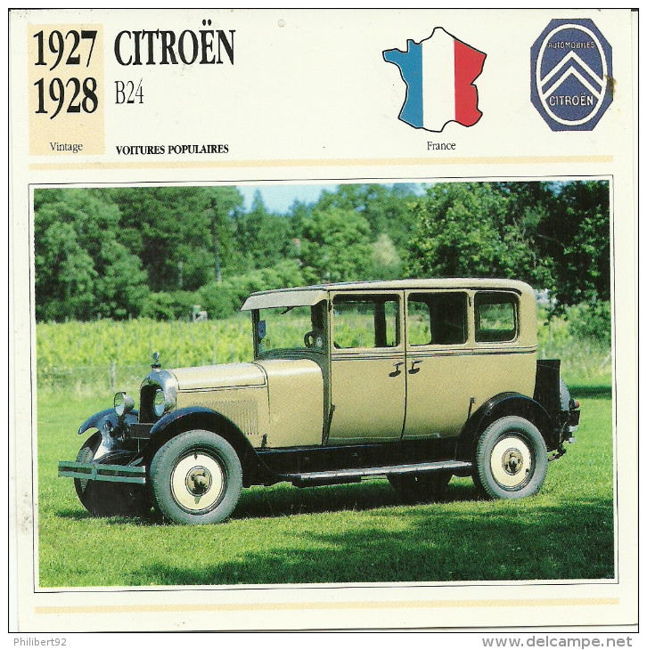 Fiche Technique Automobile Citroën B24 1927-1928 - Coches