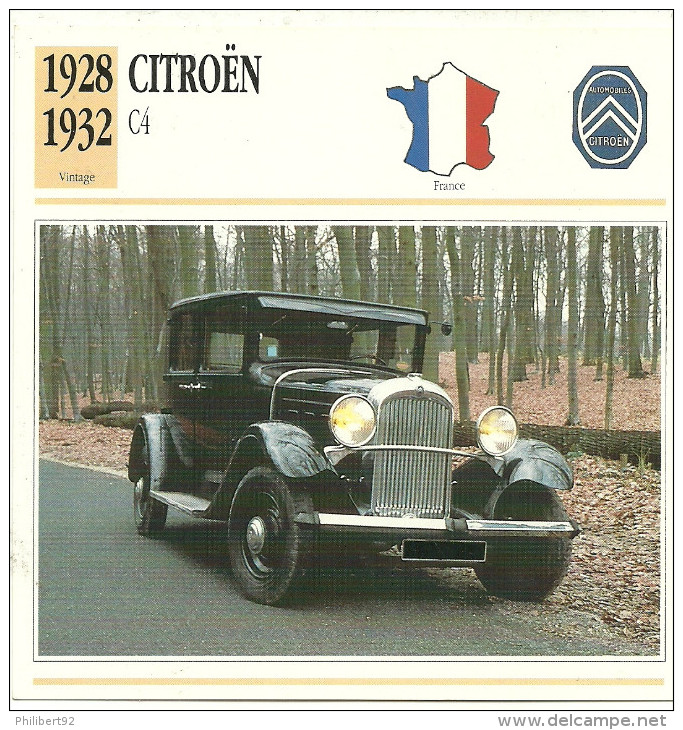 Fiche Technique Automobile Citroën C4 1928-1932 - Voitures