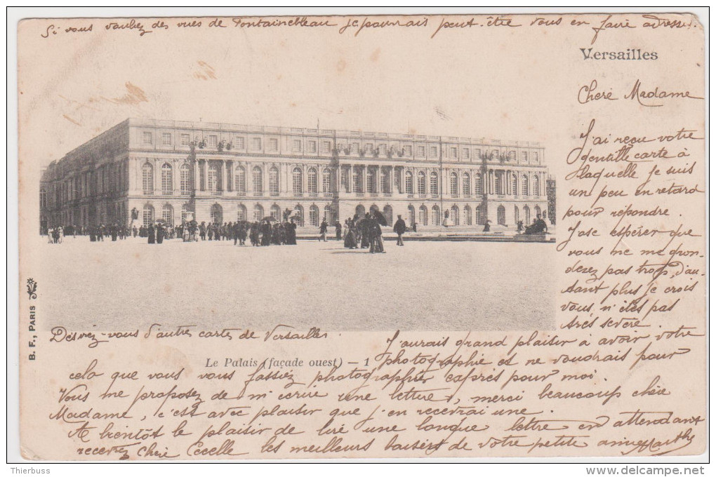Carte Postale Versailles Chateau 1903 Affranchie Blanc 1ct Et 5ct - 1900-29 Blanc