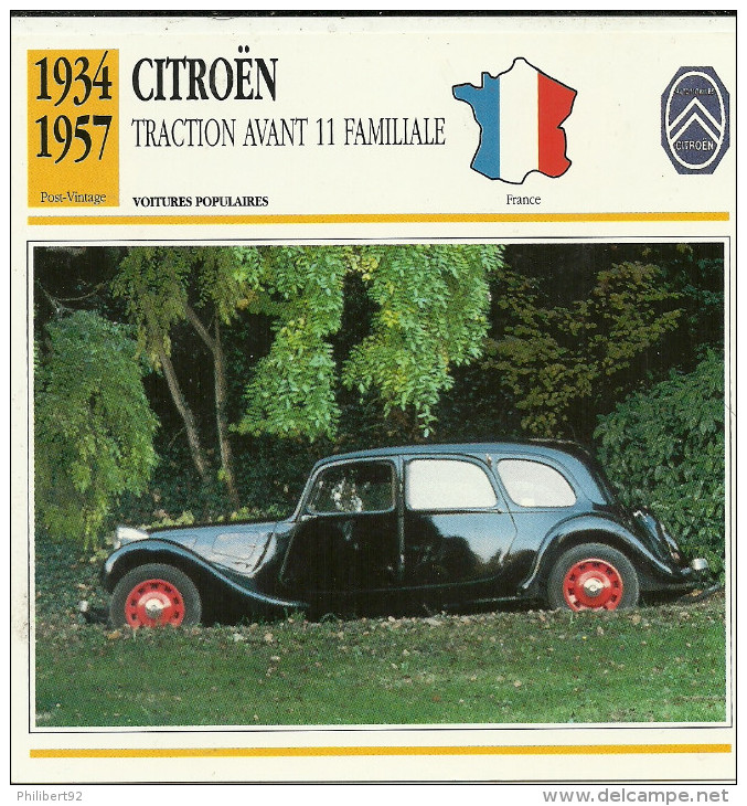 Fiche Technique Automobile Citroën Traction Avant 11 Familiale 1934-1957 - Coches