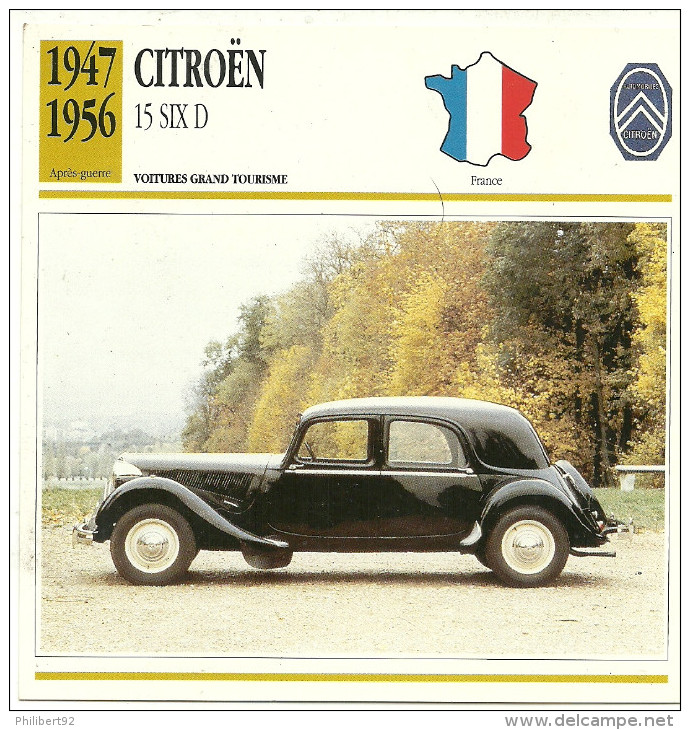 Fiche Technique Automobile Citroën Traction Avant 15 SIX D 1947-1956 - Voitures