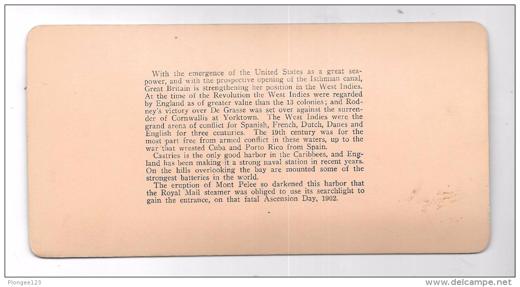 PHOTO Stéréoscopique  Sur Support Cartonné Castries And Its Magnificent Harbor, ST. LUCIA - Photos Stéréoscopiques