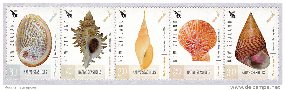 New Zealand 2015 Native Seashells Se-tenant Strip Of 5 MNH - Gebraucht