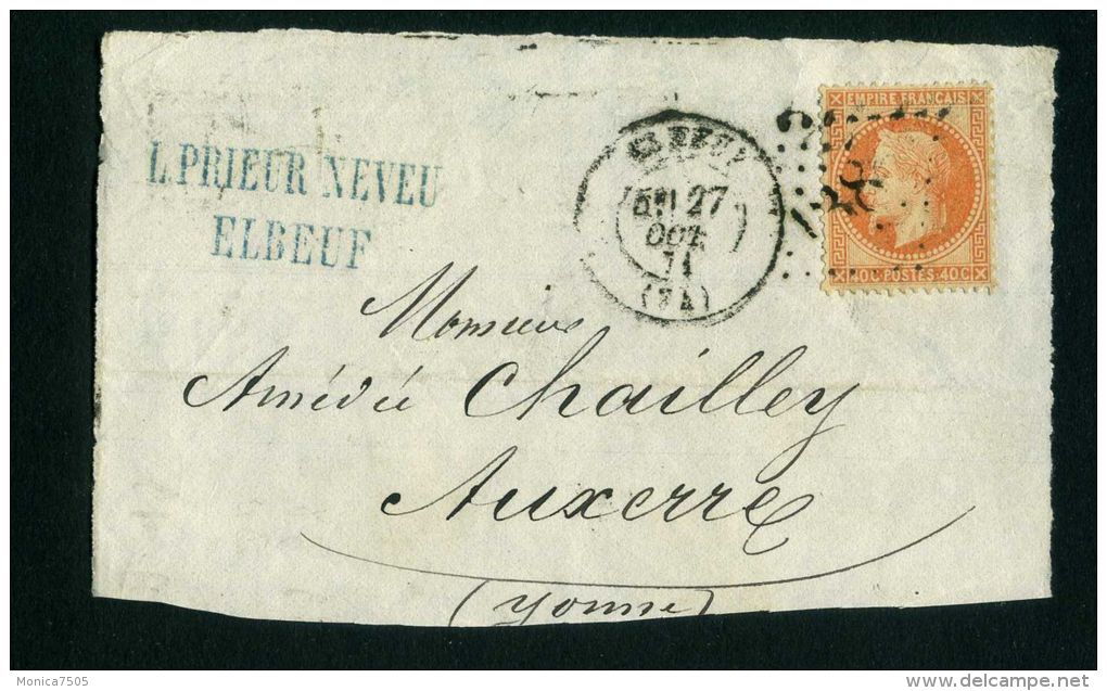 FRANCE :  BEAUX CACHET  SUR  FRAGEMENT , DU   27  OCTOBRE  1871  , A  VOIR . - 1849-1876: Classic Period