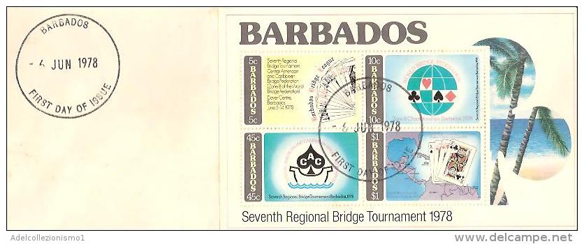 58231) FDC Delle Barbados-seventh Regional Bridge Tournament 1978-serie Completa In Foglietto -  6/6/1978 - Barbades (1966-...)