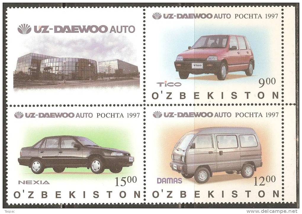 Uzbekistan 1997 Mi# 154-156 ** MNH - Block Of 4 - Automobiles - Uzbekistán