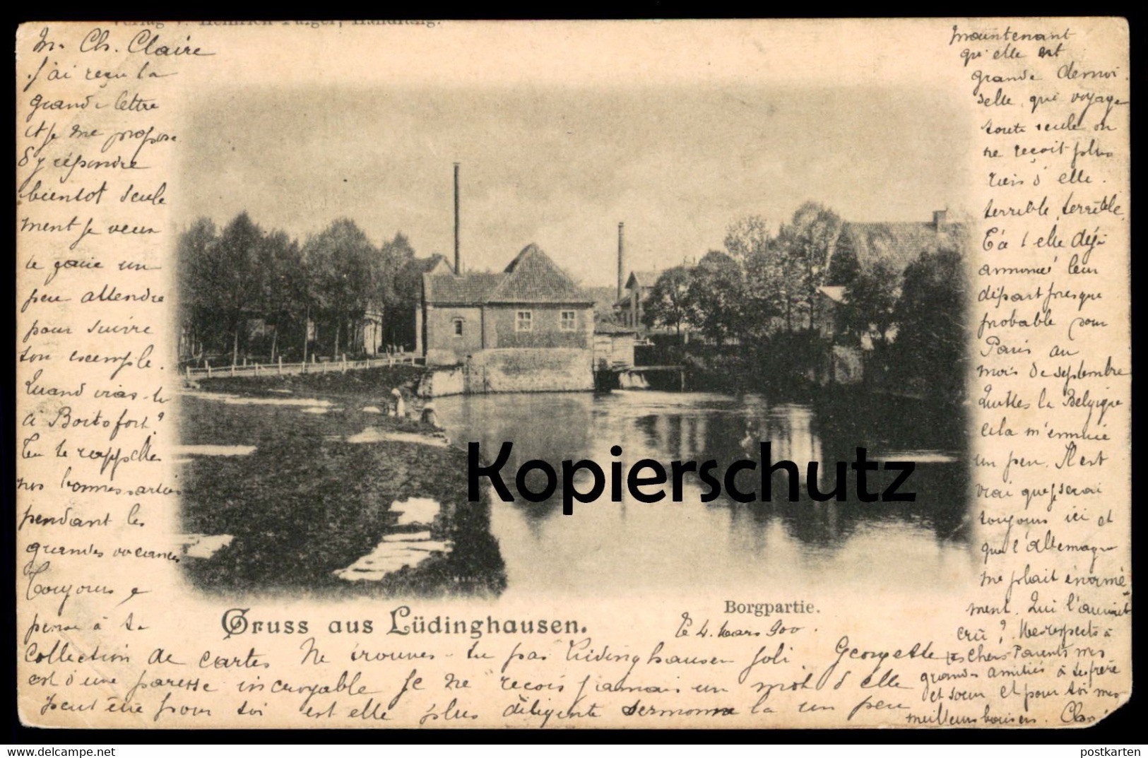 ALTE POSTKARTE GRUSS AUS LÜDINGHAUSEN BORGPARTIE 1900 Borgmühle Cpa AK Ansichtskarte Postcard - Luedinghausen