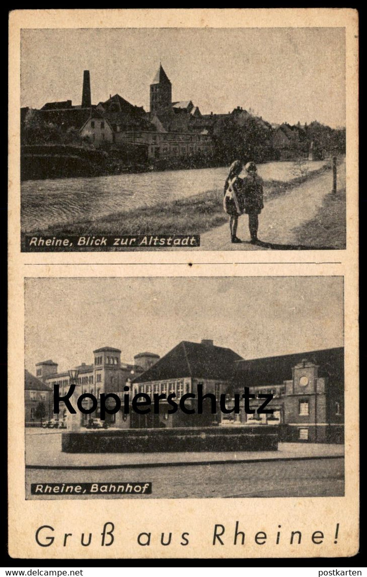 ALTE POSTKARTE GRUSS AUS RHEINE BLICK ZUR ALTSTADT BAHNHOF Kinder Mädchen Station Gare Cpa Postcard Ansichtskarte AK - Rheine