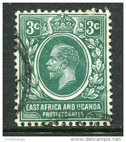 East Africa & Uganda Protectorates 1912-21 KGV - 3c Deep Blue-Green - Wmk. Mult. Crown CA - Used (SG 45a) - Protettorati De Africa Orientale E Uganda