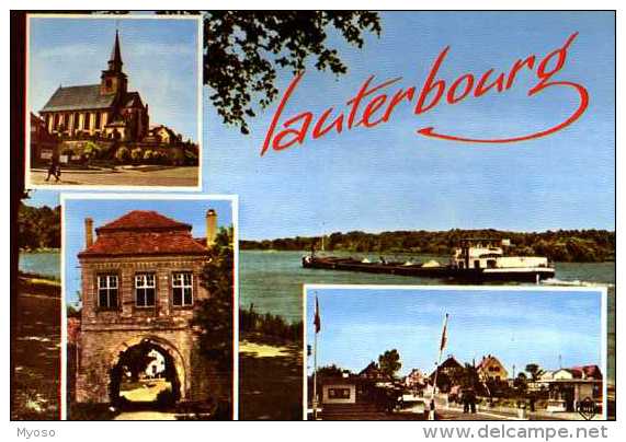 67  LAUTERBOURG Eglse Catholique Porte Basse Le Rhin Porte De France, Peniche - Lauterbourg