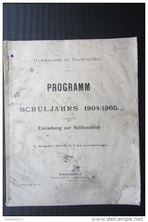 Rare Brochure  Lycée De Bouxwiller 1904 Programme  Alsace - Autres & Non Classés