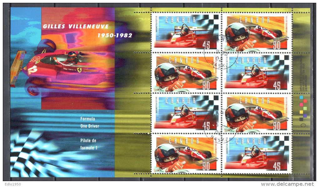 Canada 1997 - Formula One - Sc # 1647-48 Sheet- Mi. M/s 22 - Used Gestempelt - Blocks & Kleinbögen