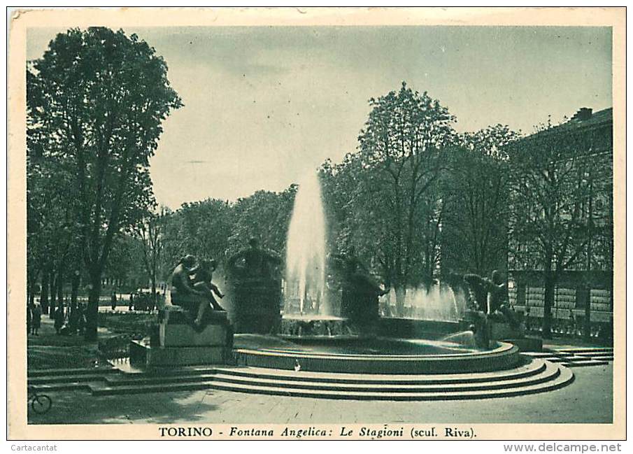 TORINO. LA FONTANA ANGELICA - LE SCULTURE DELLE STAGIONI. VIAGGIATA 1940 - Parcs & Jardins