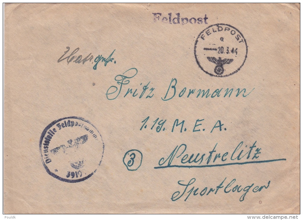 Feldpost WW2: To M.E.A. In Neustrelitz From 7. GroBe Kraftwagenkolonne Fur Betriebsstoff Nachschub-Kolonnen-Abteilung 54 - Militaria