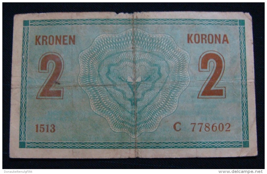 AUSTRIA 2 KRONEN 1914 PICK- 17b. VF., SERIAL# C - 778602 1513 - Austria