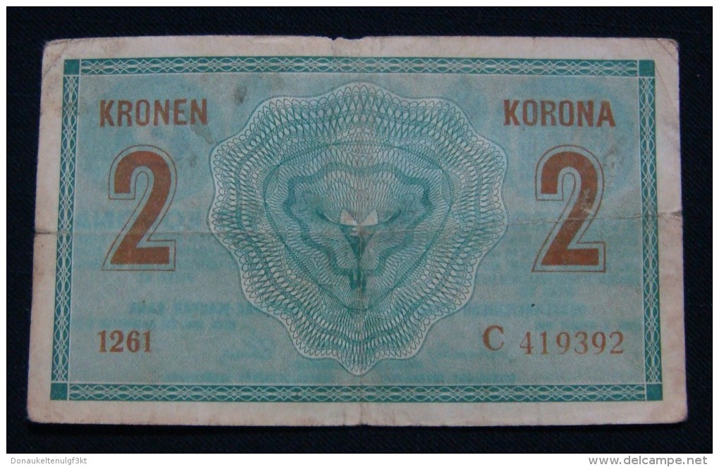 AUSTRIA 2 KRONEN 1914 PICK- 17b. VF., SERIAL# C - 419392 1261 - Austria