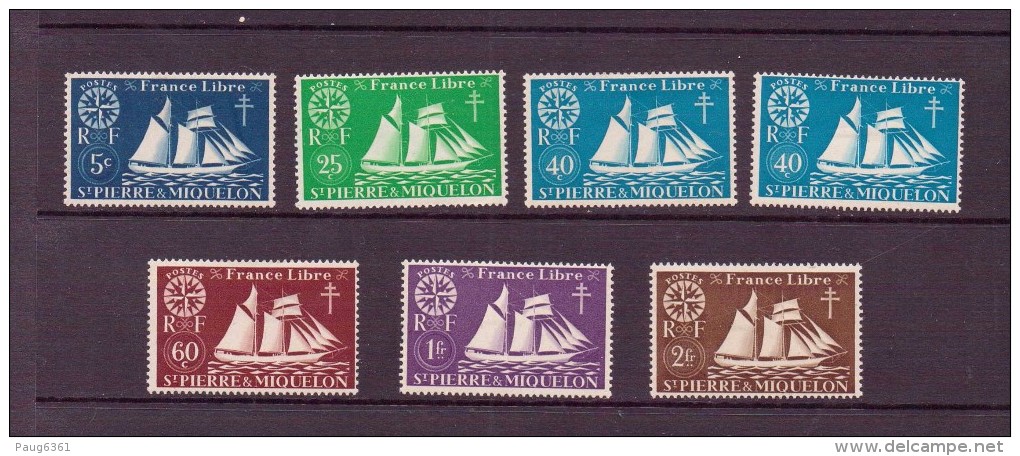 SAINT-PIERRE ET MIQUELON 1942 SERIE DE LONDRES   YVERT  N° NEUF MLH* - Unused Stamps