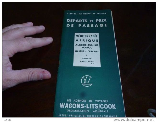 AA6-20 LC146 1955 Compagnie Des Wagons Lits Services Martimies Et Aériens Av 1955 Méditérrannée Afrique Algérie Tunisie - Timetables