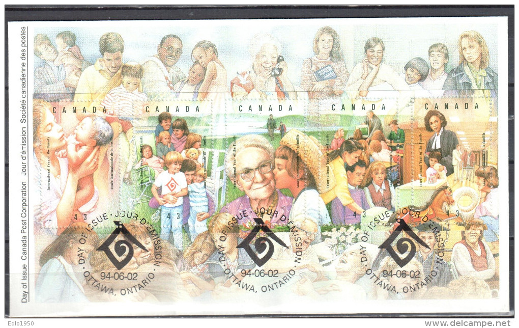 Canada 1994 Intl. Year Of The Family - Sc #1523a-e - Mi. 1418-22 - FDC - 1991-2000