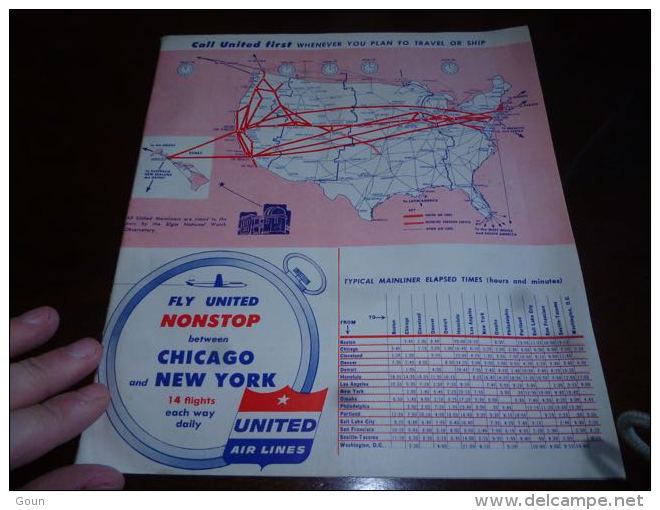 AA3-9 LC146 United Airlines Timetable Schedules 20 Pages Aviation Airlines  April 1955 - Horarios