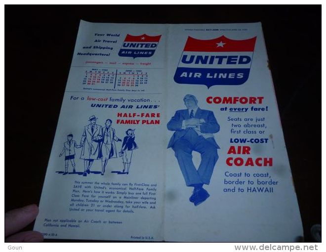 AA3-9 LC146 United Airlines Timetable Schedules 20 Pages Aviation Airlines  April 1955 - Horarios