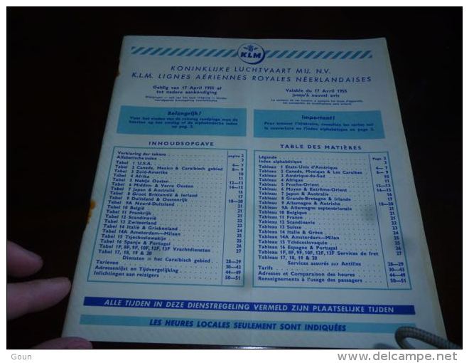 AA3-9 LC146 KLM Airlines Timetable Schedules 50 Pages Aviation Airlines  April 1955 - Horarios