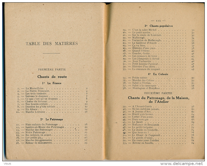 Ancien Livret : "Chants Des Patronages Et Des Colonies De Vacances" 120 Pages, Table Des Matières Dans Les Scans... - Non Classés