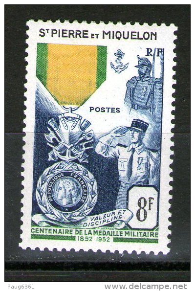 SAINT-PIERRE ET MIQUELON 1952 MADAILLE MILITAIRE YVERT  N°347 NEUF MLH* - Neufs