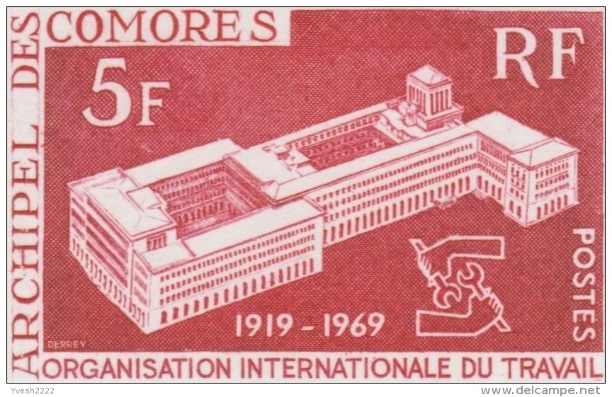 Comores 1970 Y&T 55. Épreuve D´artiste, Timbre Rouge Foncé. Émission Commune. Organisation Internationale Du Travail OIT - IAO